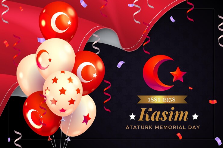 Vettore gratuito sfondo realistico del giorno della memoria di ataturk