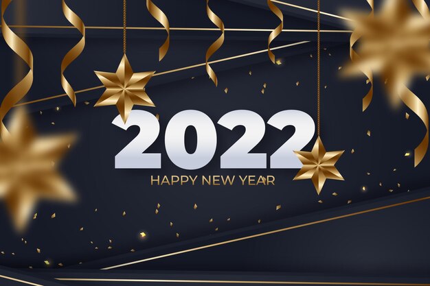 Sfondo realistico del nuovo anno con oro