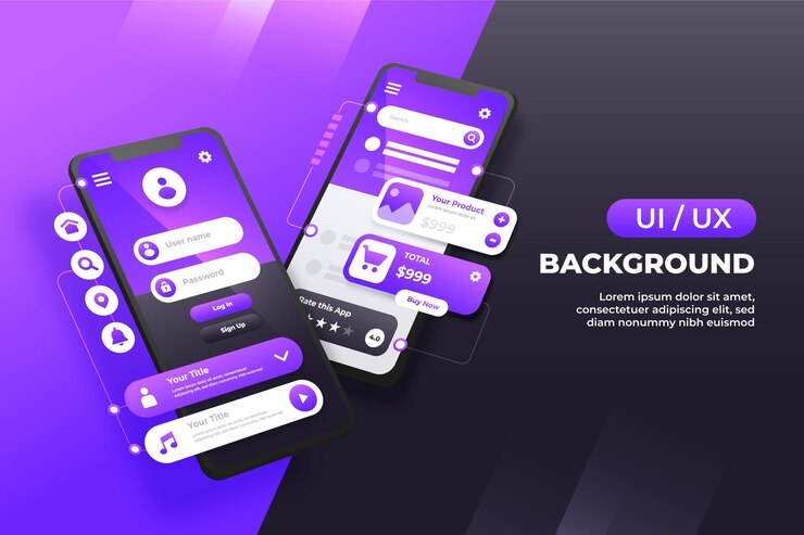 Vettore gratuito sfondo realistico dell'interfaccia utente/ux