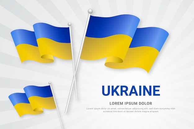 Sfondo realistico di bandiere dell'Ucraina