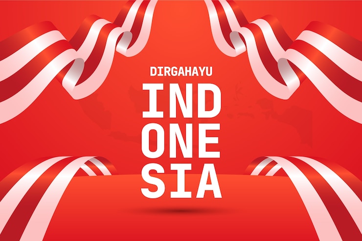 Vettore gratuito sfondo realistico per la celebrazione del giorno dell'indipendenza dell'indonesia