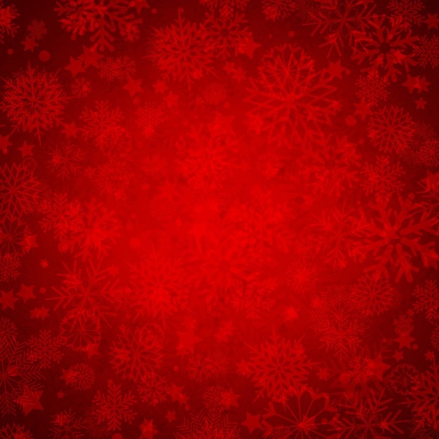Vettore gratuito sfondo rosso con fiocchi di neve per natale