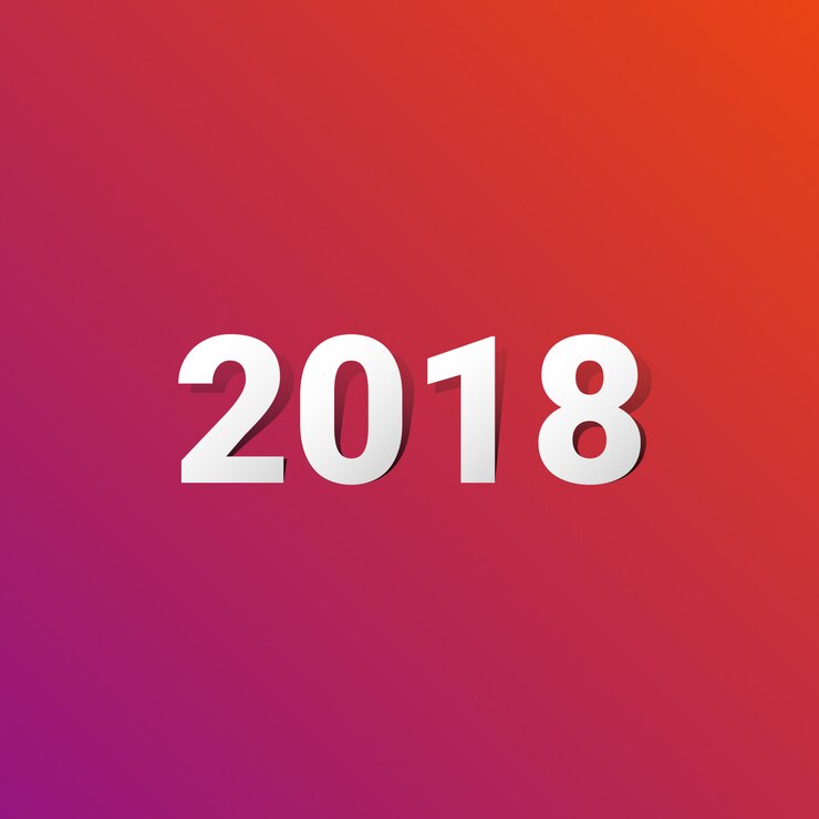 Vettore gratuito sfondo rosso del 2018 in colore bianco