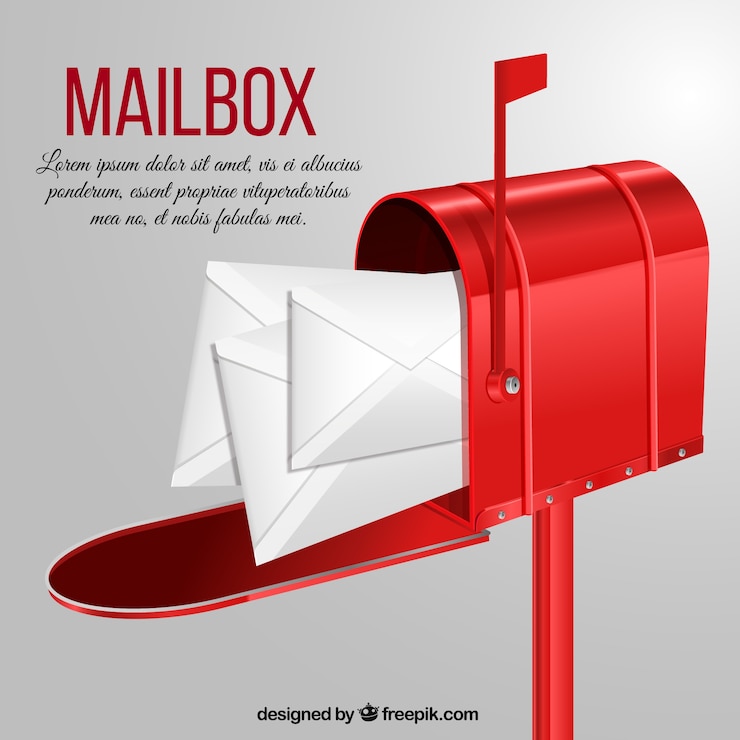 Vettore gratuito sfondo rosso letterbox con buste