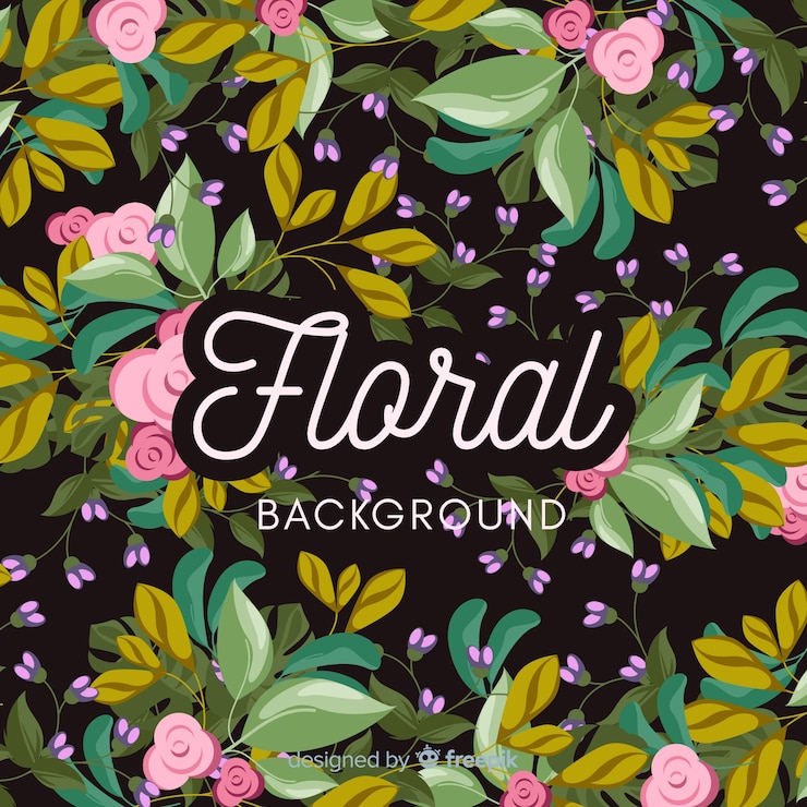 Vettore gratuito sfondo scuro di fiori disegnati a mano