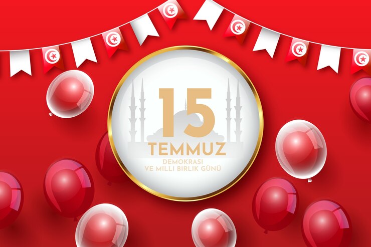 Vettore gratuito sfondo sfumato 15 temmuz con palloncini