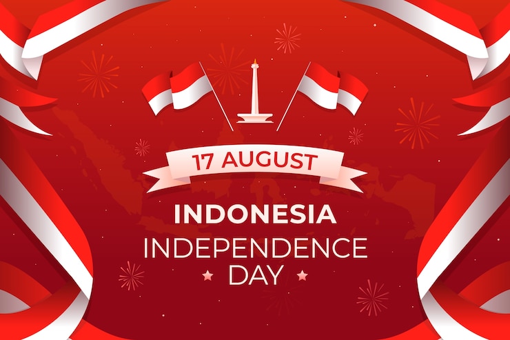 Vettore gratuito sfondo sfumato del giorno dell'indipendenza dell'indonesia
