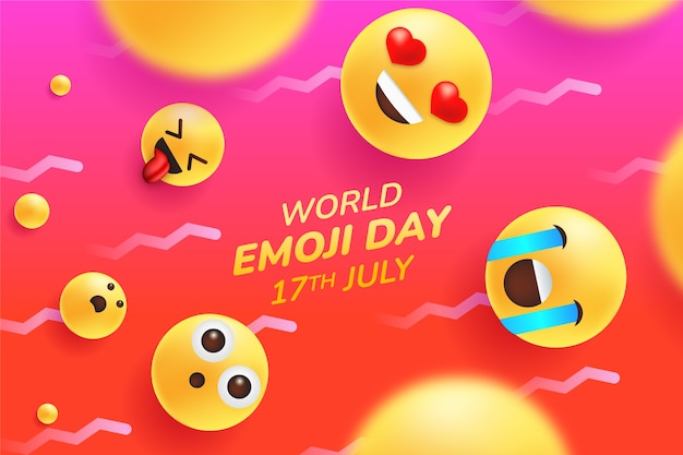 Sfondo sfumato della giornata mondiale delle emoji con emoticon