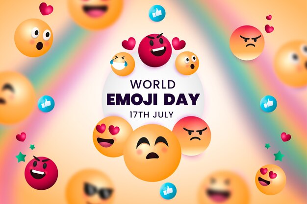 Sfondo sfumato della giornata mondiale delle emoji con emoticon