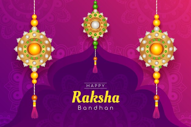 Sfondo sfumato raksha bandhan con amuleti