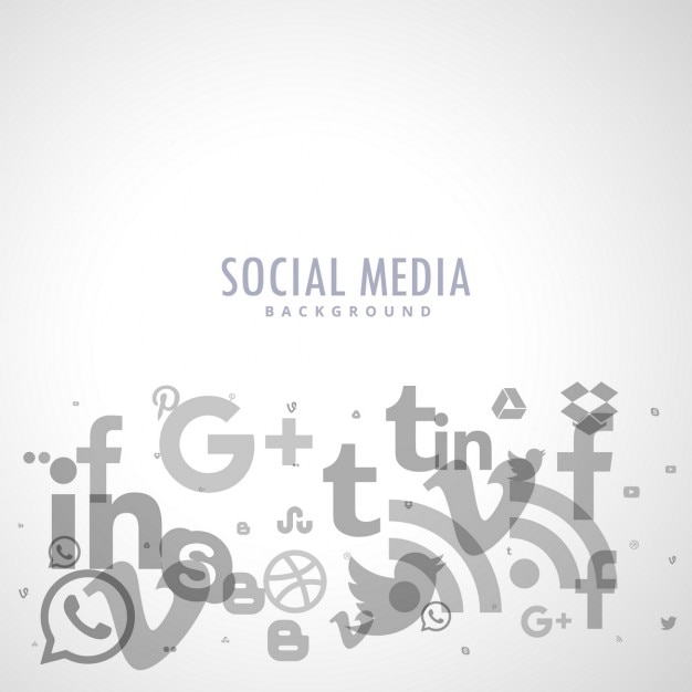 Vettore gratuito sfondo social media con le icone grigie