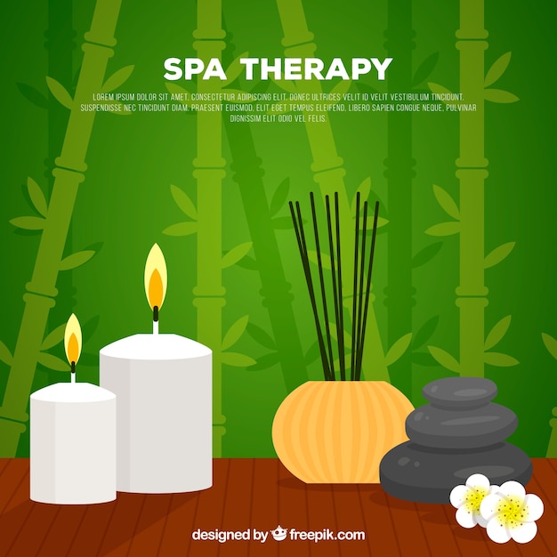 Sfondo spa con candele e oli aromatici