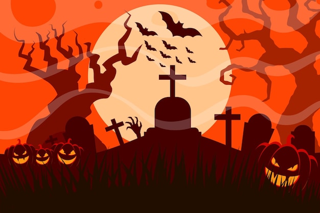 sfondo spaventoso di Halloween con tema di colore arancione