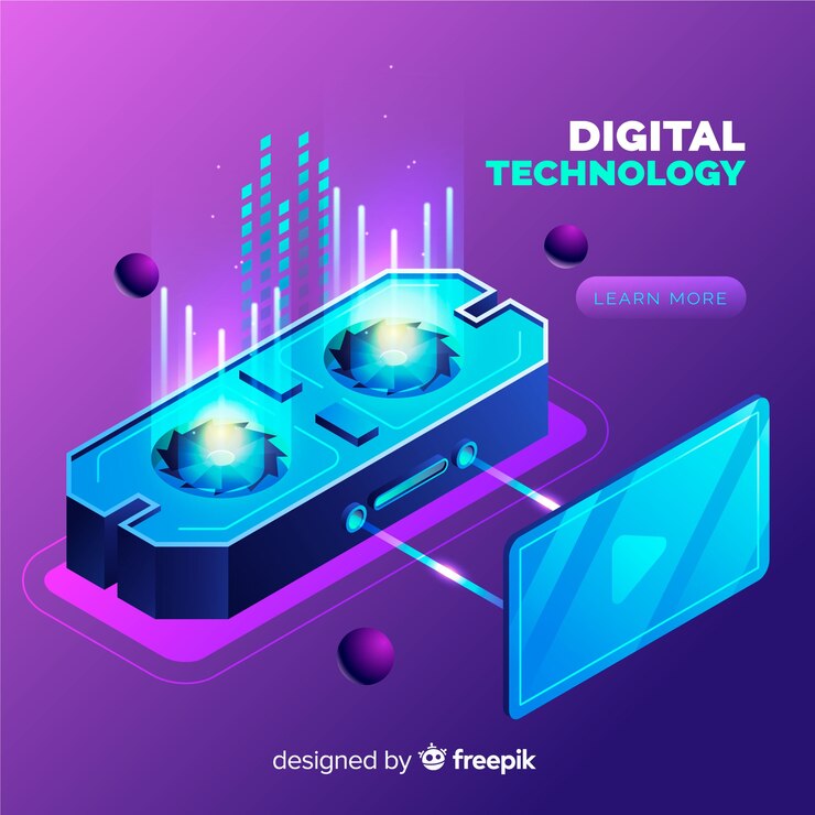 Vettore gratuito sfondo tecnologia digitale in stile isometrico