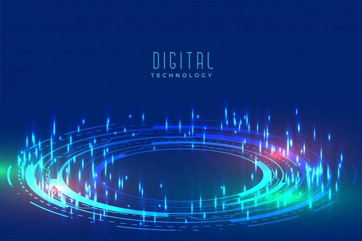 Vettore gratuito sfondo tecnologia digitale incandescente con motivo furutistico