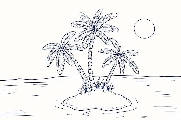Vettore gratuito sfondo tramonto tropicale disegnato a mano