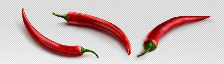 Vettore gratuito sfondo trasparente 3d realistico di peperoncino