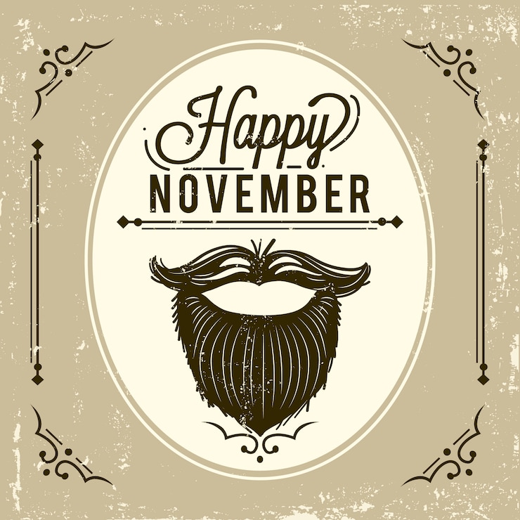 Vettore gratuito sfondo vintage movember con barba