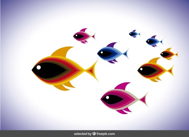 Vettore gratuito shoal con pesci colorati