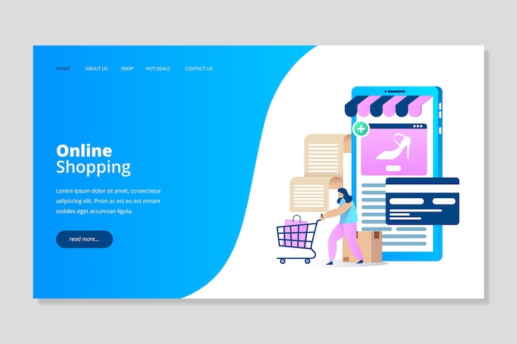 Vettore gratuito shopping landing page online in design piatto