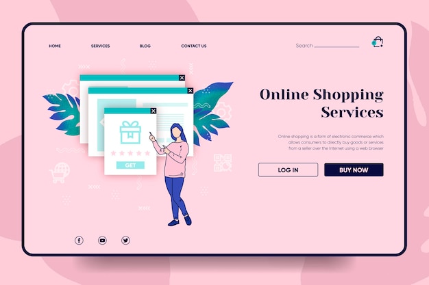 Shopping online landing page concetto