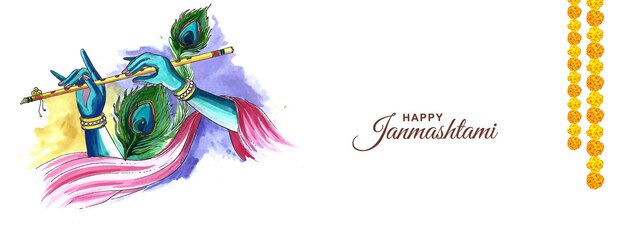 Shree krishna janmashtami festival carta di festa banner sfondo