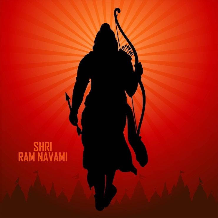 Vettore gratuito shri ram navami celebrazione del festival indiano carta di sfondo