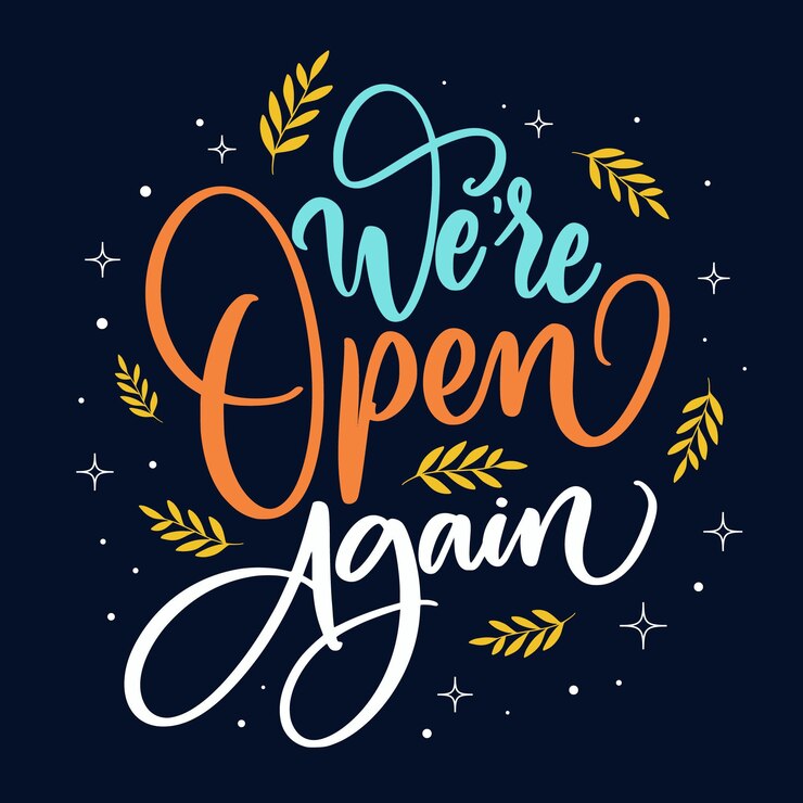 Vettore gratuito siamo di nuovo aperti lettering