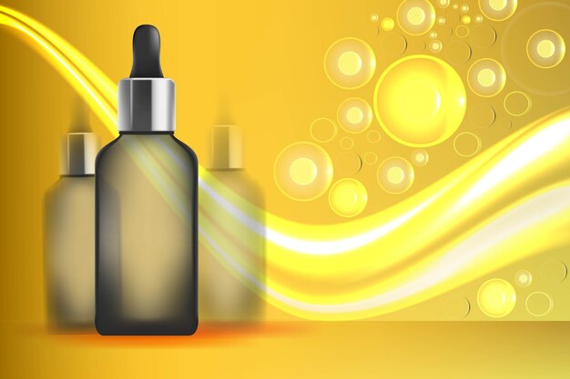 Siero essence golden con contagocce in flacone Trattamento con formula idratante al collagene per la cura della pelle con elementi di design a nido d'ape