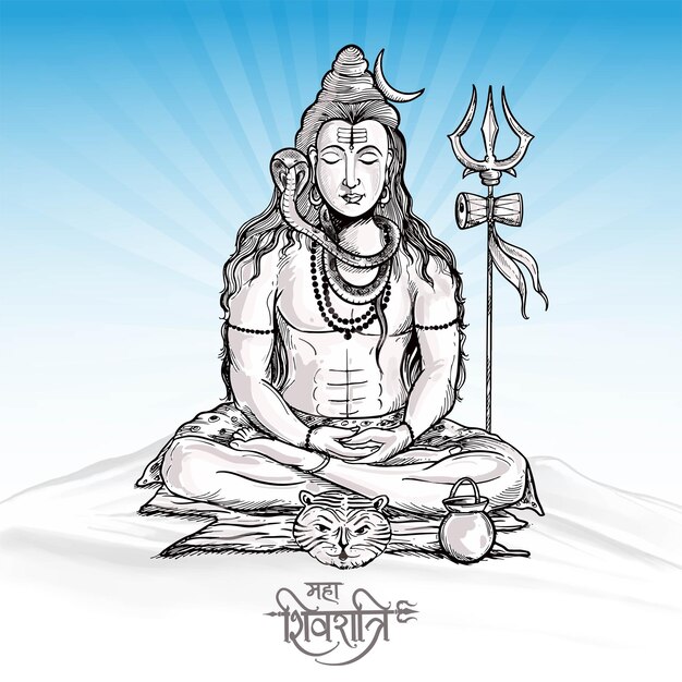 Signore Shiva con il dio indiano dell'induismo per Maha Shivratri sullo sfondo