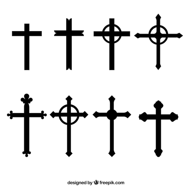 Vettore gratuito silhouette collezione croce cristiana