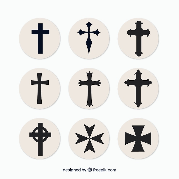 Vettore gratuito silhouette collezione croce cristiana
