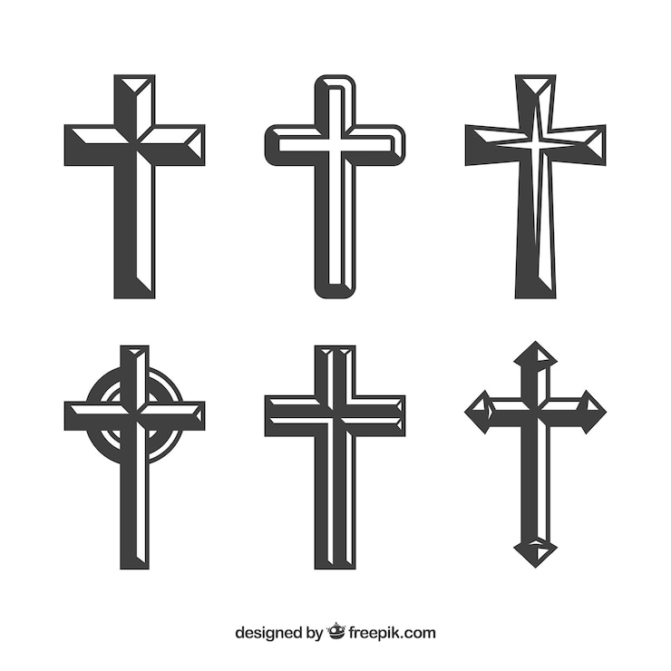 Vettore gratuito silhouette collezione croce cristiana