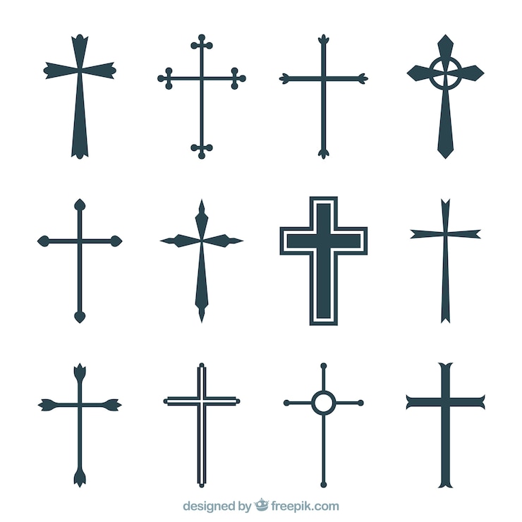 Vettore gratuito silhouette collezione croce cristiana