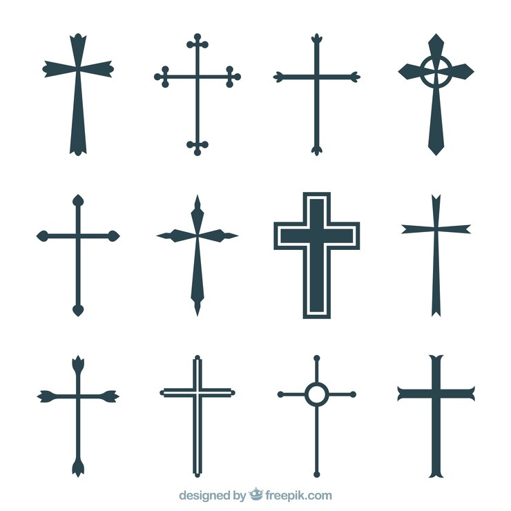 Vettore gratuito silhouette collezione croce cristiana
