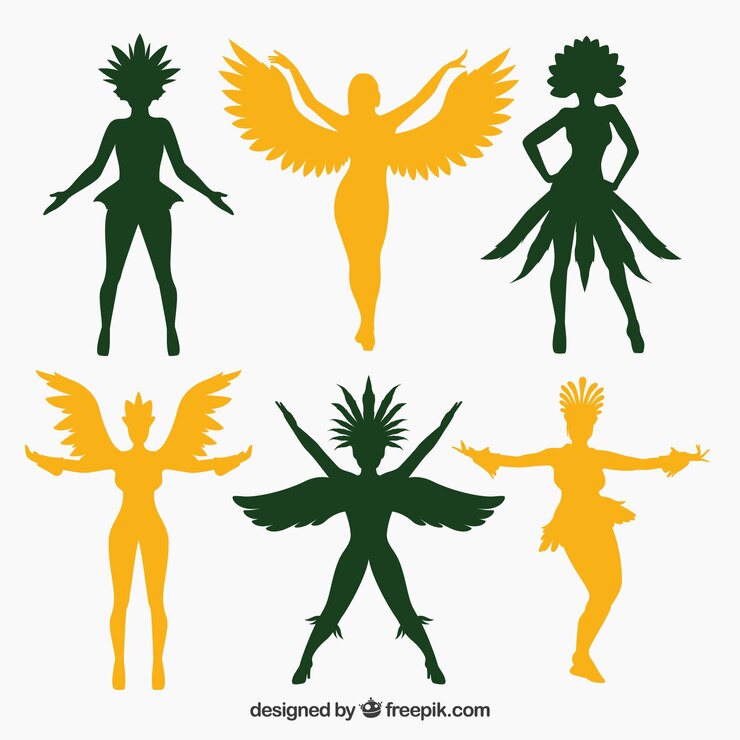 Vettore gratuito silhouette collezione di ballerino brasiliano di carnevale