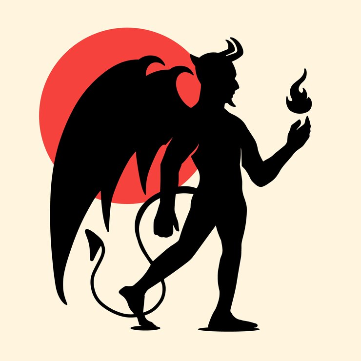 Vettore gratuito silhouette del diavolo disegnata a mano
