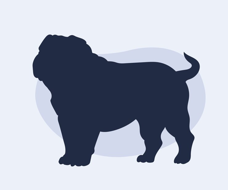 Vettore gratuito silhouette di bulldog disegnata a mano