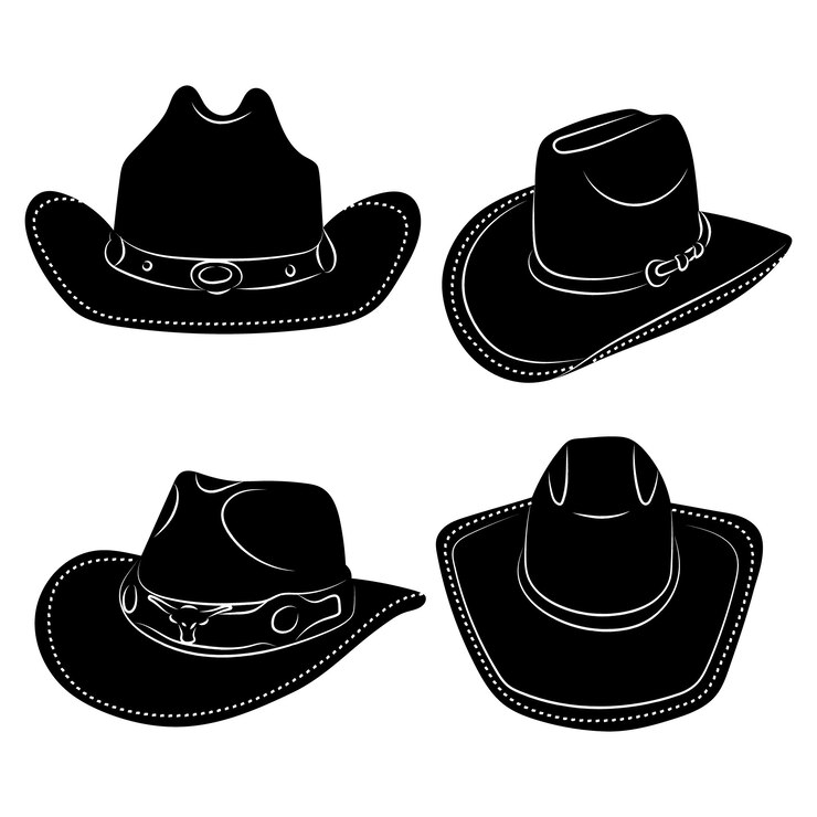 Vettore gratuito silhouette di cappello da cowboy disegnato a mano