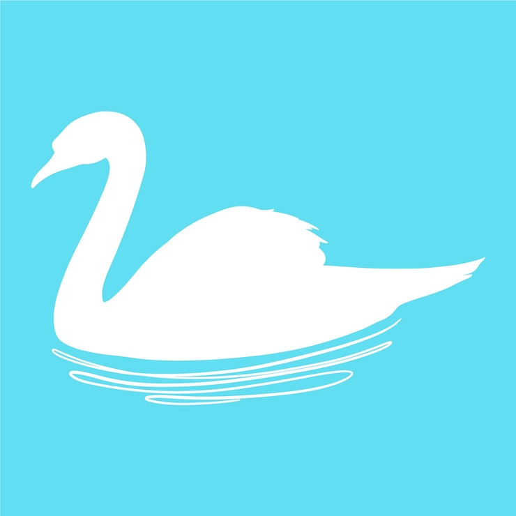 Vettore gratuito silhouette di cigno sul lago