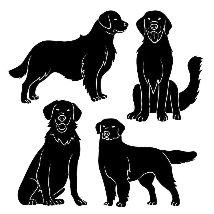 Vettore gratuito silhouette di golden retriever disegnata a mano