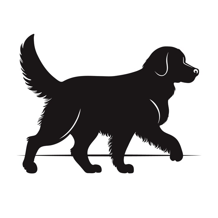 Vettore gratuito silhouette di golden retriever disegnata a mano