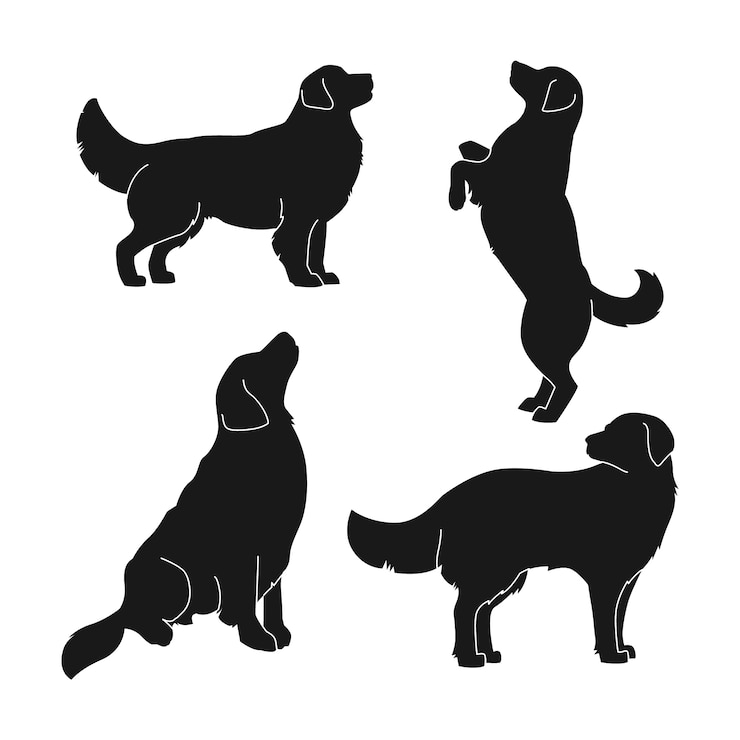 Vettore gratuito silhouette di golden retriever disegnato a mano