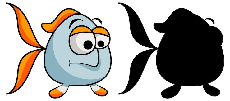 Vettore gratuito silhouette di pesce nuotatore
