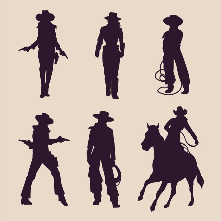 Vettore gratuito silhouette di stivale di cowgirl disegnata a mano