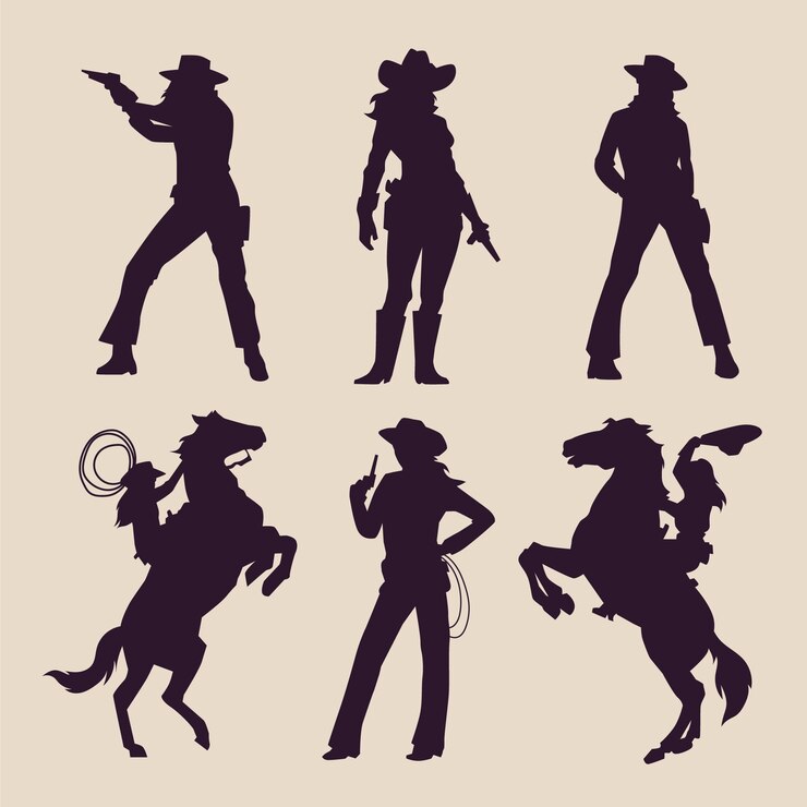 Vettore gratuito silhouette di stivale di cowgirl disegnata a mano