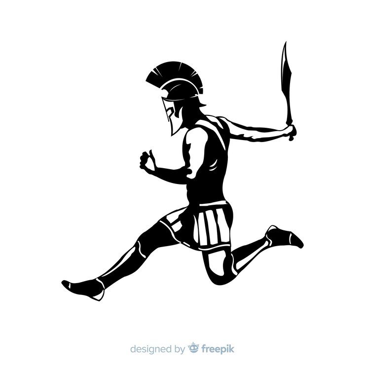 Vettore gratuito silhouette di un guerriero spartano