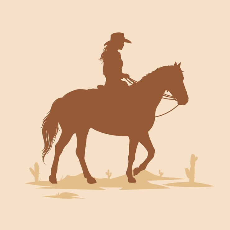 Vettore gratuito silhouette di una cowgirl disegnata a mano