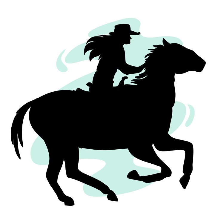 Vettore gratuito silhouette di una cowgirl disegnata a mano