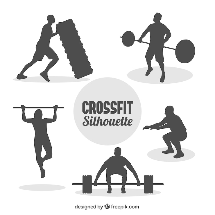 Vettore gratuito silhouettes uomo di crossfit colleziona